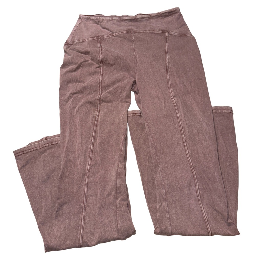 Out From Under urban outfitters Flare Leggings M Mauve Mineral Wash High Waisted - Picture 3 of 4